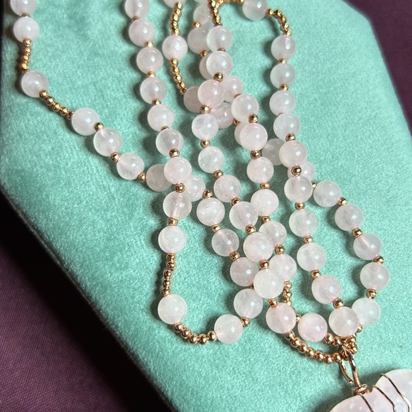 New heart natural rose quartz necklace - Picture 4 of 5